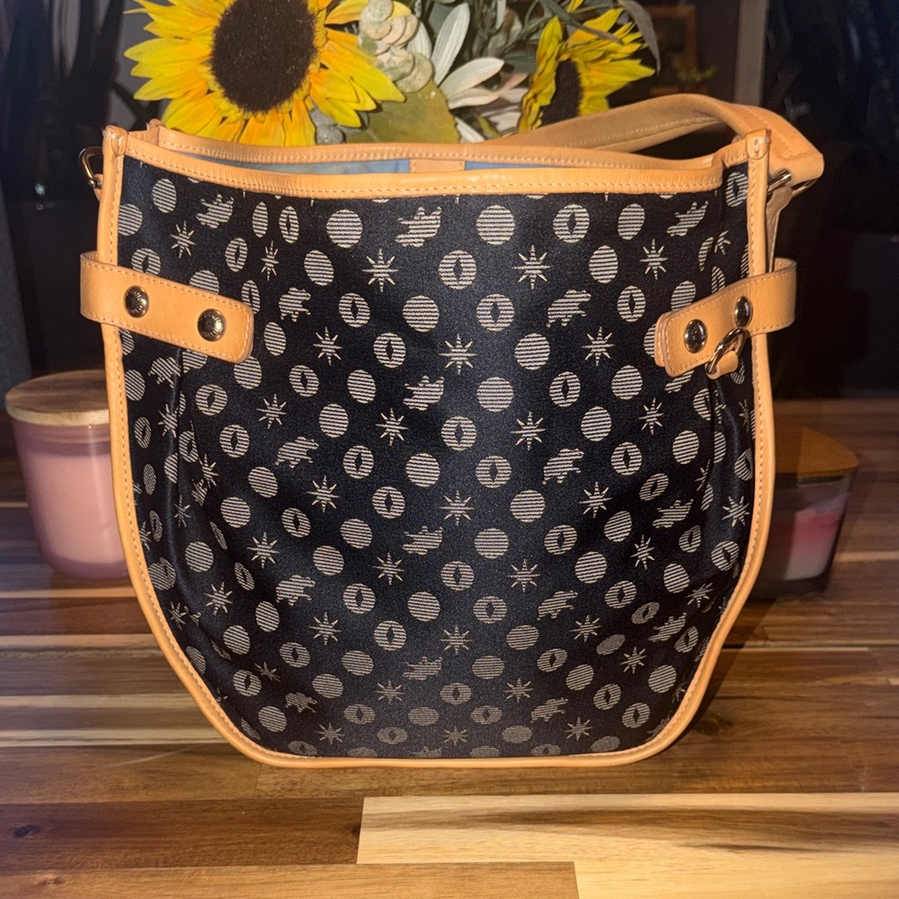 Chic Black and Tan Polka Dot Shoulder Bag